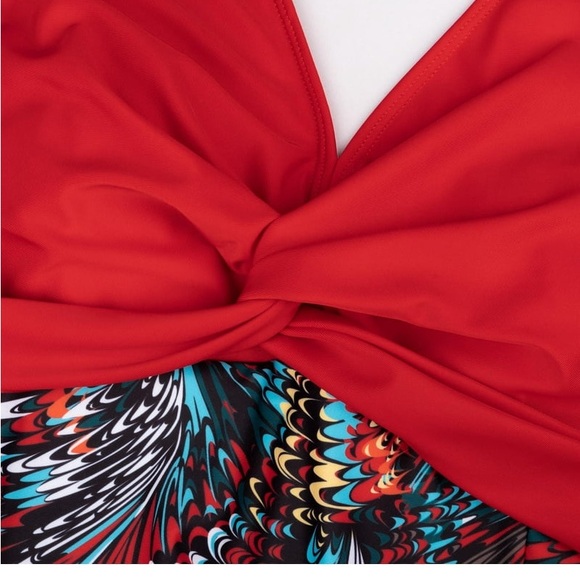 Rivelino Plus Size Swim Dress One Piece Skirt Swimsuit Tummy Control - Picture 5 of 11